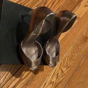 BCBG Maxazria open toe pumps.